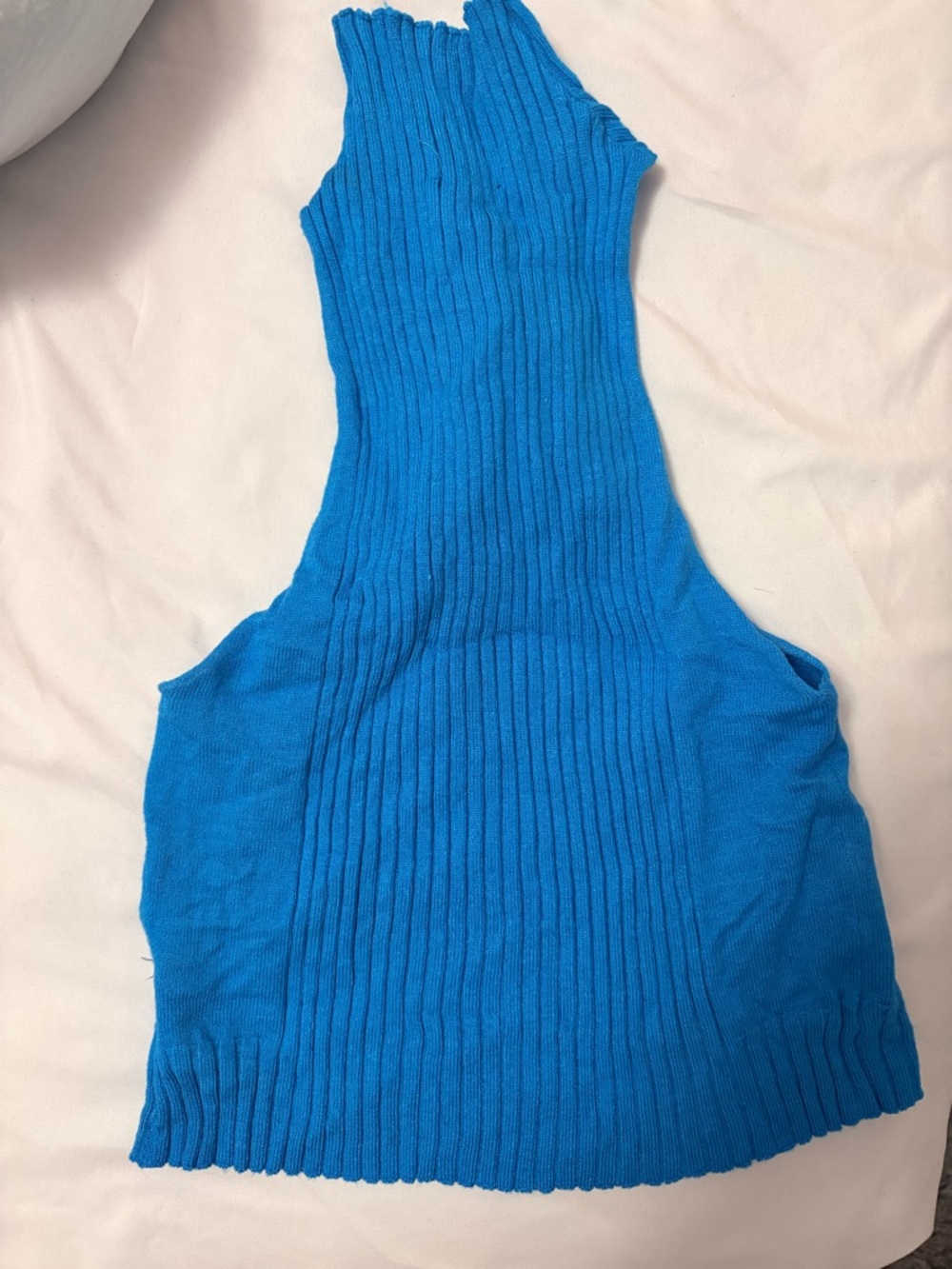 Bright Blue Ribbed Halter Tank Top